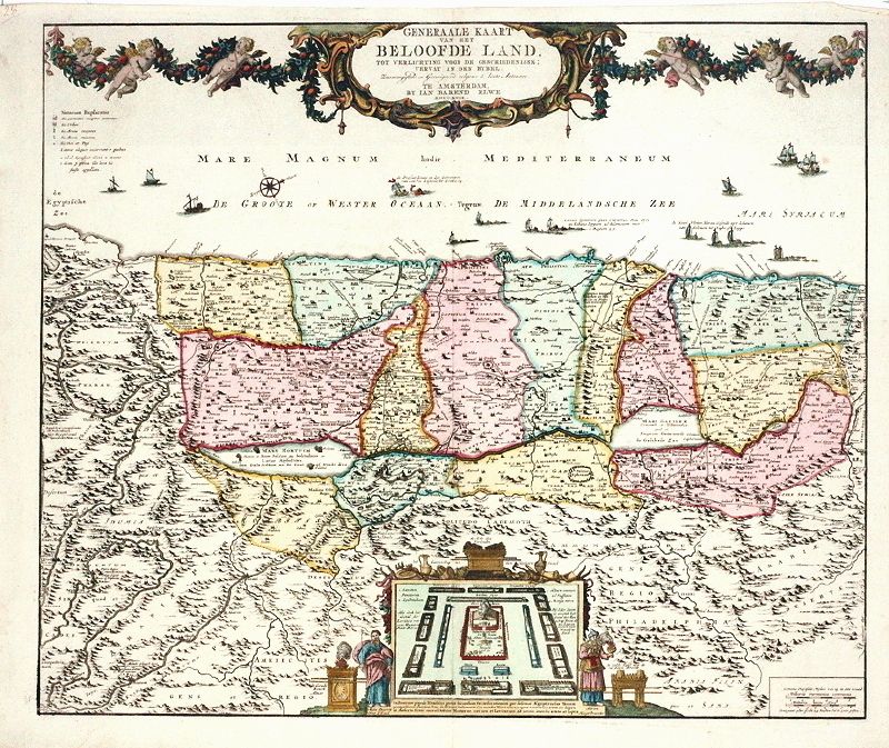 ANTIQUE MAP , ISRAEL , PROMISED LAND ,Elwe,1792  
