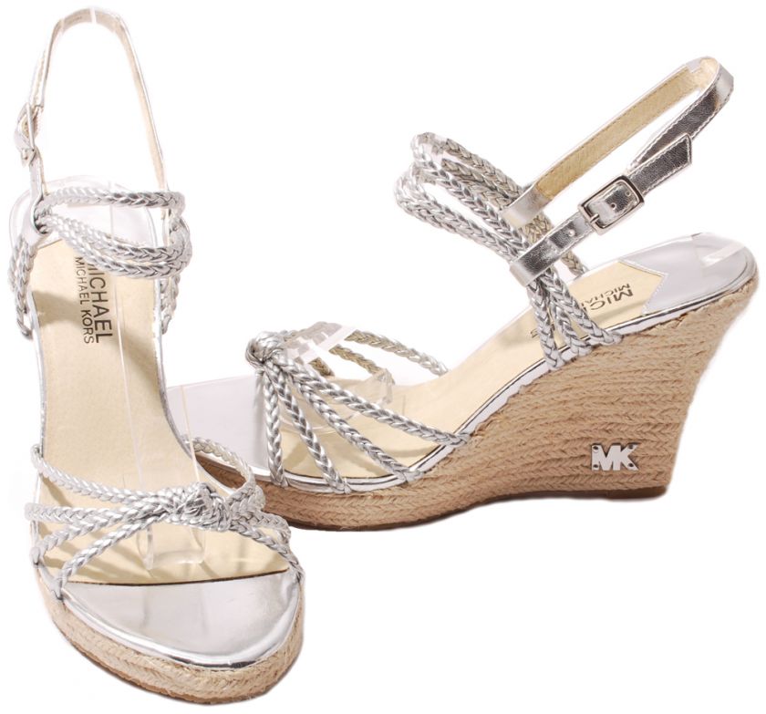 Michael Kors Womens Shoes Bronze or Silver Palm Beach Wedge Heel 
