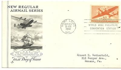 ArtCraft FDC 6 Different Regular Air MailSC#C25 C31  