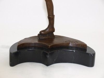 Art Deco Bronze Skater   Sonja Henie   Signed Preiss  