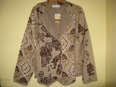   womens ladies winter jacquard sweater jacket plus size 1X  