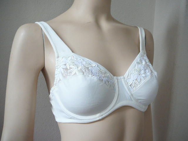 NEW BARELY BREEZIES MICROFIBER & EMBROIDERED BRA IVORY  