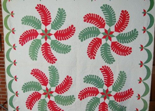 1850s Princes Feather Antique Applique Quilt ~BEST  