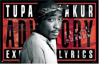   POSTER ~ ADVISORY EXPLICIT LYRICS 22x34 2PAC Music Rap Hip Hop  