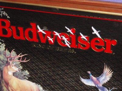   Budweiser Beer Mirror Deer Buck Pheasants Bar Pub Sign Hunting Series