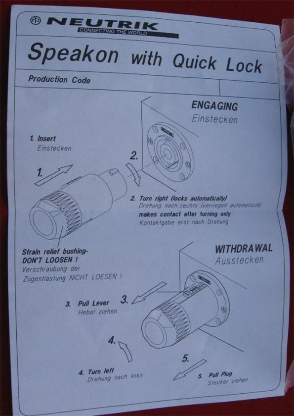 Genuine Neutrik NL8FC Speakon Audio Plug Connectors  