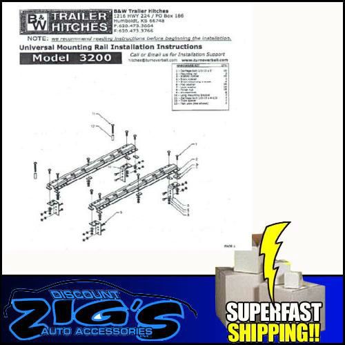 5Th Wheel Universal Mounting Rails Part # RVR3200  