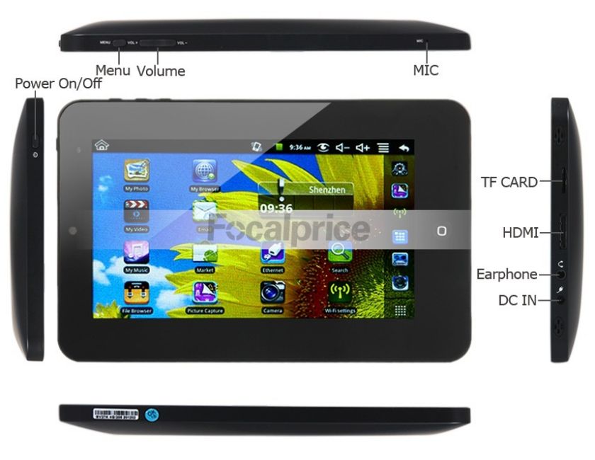 TFT Touchpad Android 2.2 Tablet PC with Wi Fi and 4G Hard Drive 