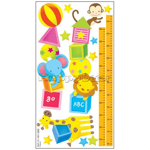 animals height measure wall removable decal sticker