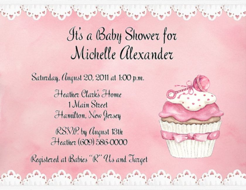 10 Sweet Cupcake Boy or Girl Personalized Baby Shower Invitations w 