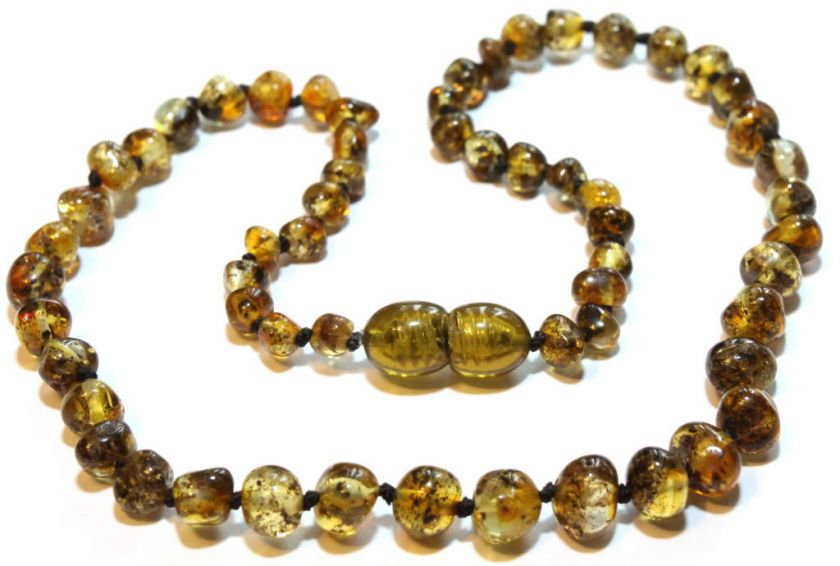 Genuine Baltic Amber Beads Baby Teething Necklace Genuine Rare Green 