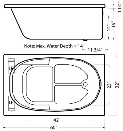 NB405 Extra Wide Whirlpool Bathtub Jetted Bath Tub  