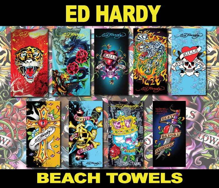 Ed HARDY HUGE Beach Towel Choose your design AUTHENTIC  