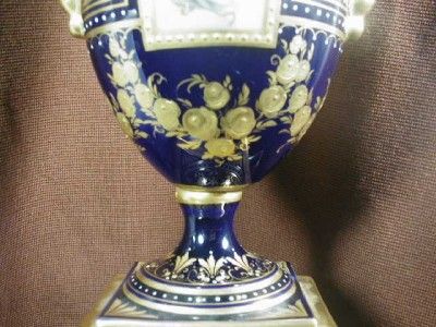   . Antique Royal Vienna Porcelain Urns Cobalt Blue Handpainted Beehive