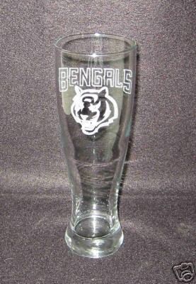 Cincinnati Bengals Glass   2 New Etched Beer Glasses  