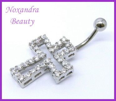 CZ Steel Navel Belly Ring Body Piercing Jewelry  BR9040  