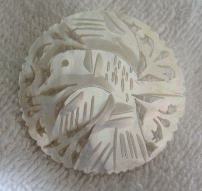 Gorgeous Vintage Mother of Pearl Bird Brooch Pin  