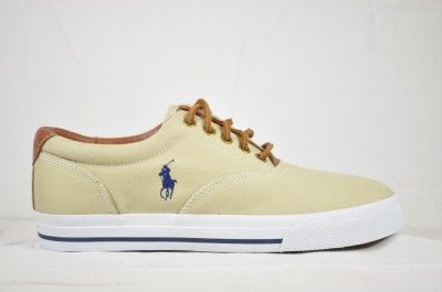 RALPH LAUREN POLO VAUGHN BOATING SHOES KHAKI CANVAS 10D $69 (#3885 