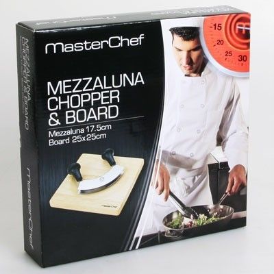 NEW MasterChef Mezzaluna Chopper & Board 2 Blade Cutter  