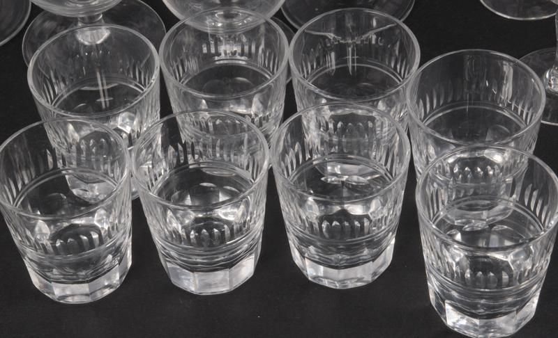 42pc Lot Floral Etched Glass Assorted Glasses Stemware  