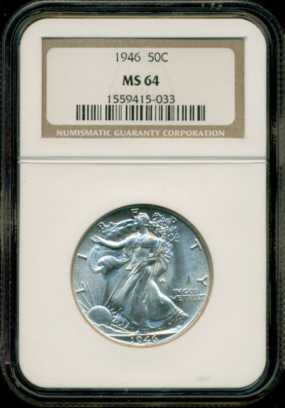 1946 P WALKING LIBERTY HALF DOLLAR NGC MS64  