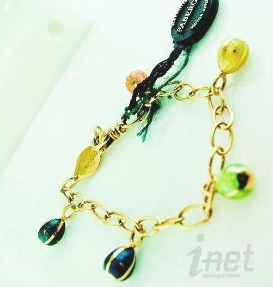 Faberge 18K Yellow Gold Multicolor Enamel 5 Egg Bracelet 21.8g Germany 