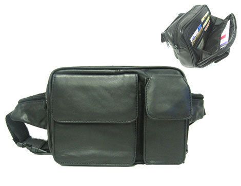 Leather Fanny Pack  Black  Q3082  