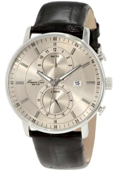 Mens Kenneth Cole Black Leather Band Chronograph Watch KC1779  