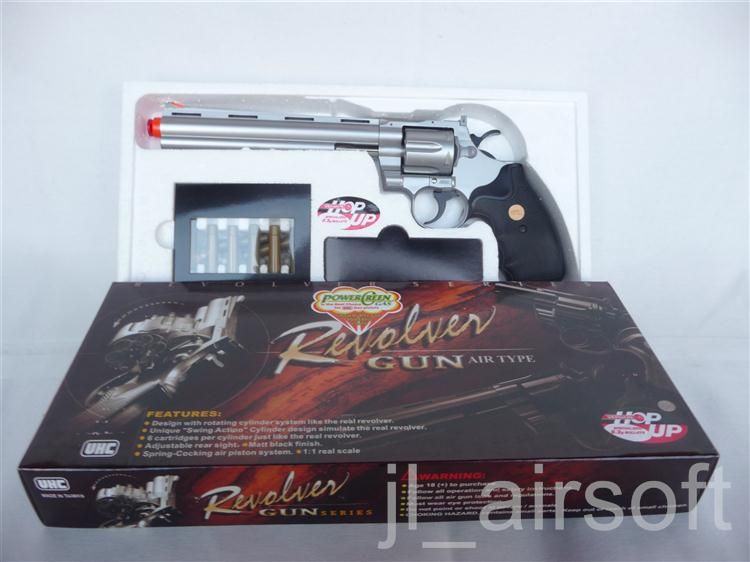 TSD/ UHC .357 Python 8 inch Gas Airsoft Revolver Silver Colt pistol 