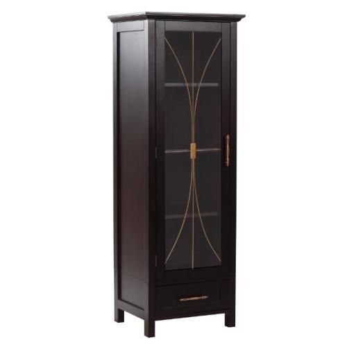 New Delaney Bathrooom Linen Cabinet w/1 Door & 1 Drawer   Dark 