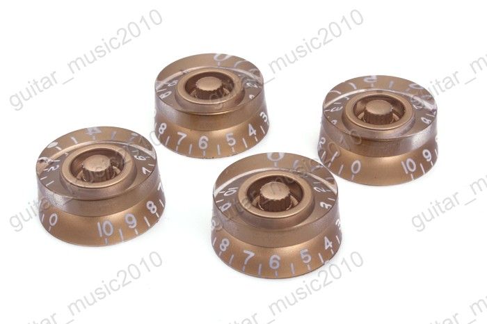   Left Gold/ white word Speed Control Knob For Electric Guitar  