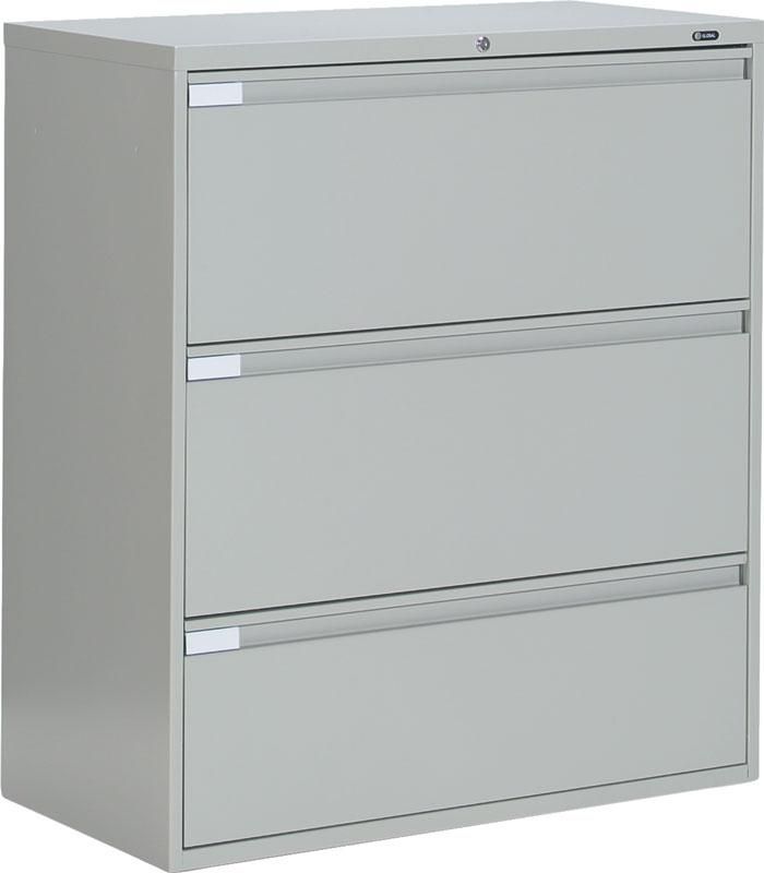 Metal 3 Drawer 42 Wide Locakble Beige Lateral File  