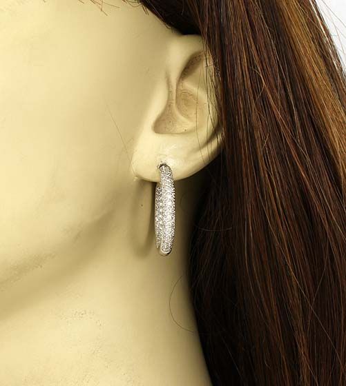 14K GOLD & 1.46 CTS DIAMONDS INSIDE OUT HOOP EARRINGS  