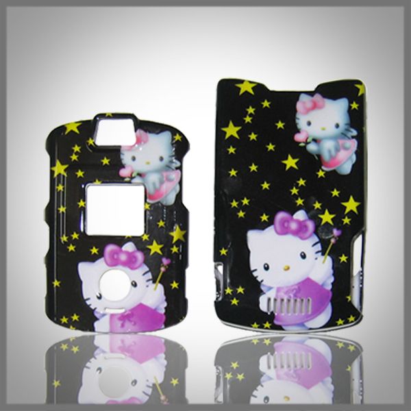 HELLO KITTY BLACK CASE COVER FACEPLATE MOTOROLA RAZR V3  