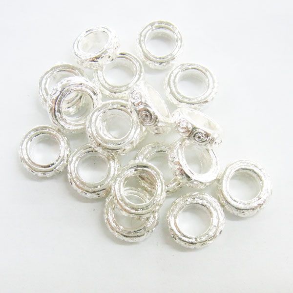 3x10mm Big Hole Beads Hole Size 6mm Silver Tone Lot 40pcs – 4290 Pa 