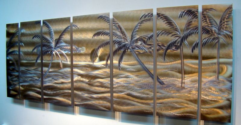 Tropical Modern Abstract Metal Wall Art Office Decor Sculpture Golden 