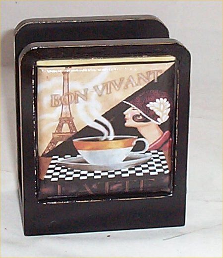 Coffee Cafe Paris Solid Wood Napkin Holder Bistro Home New Bistro Chef 