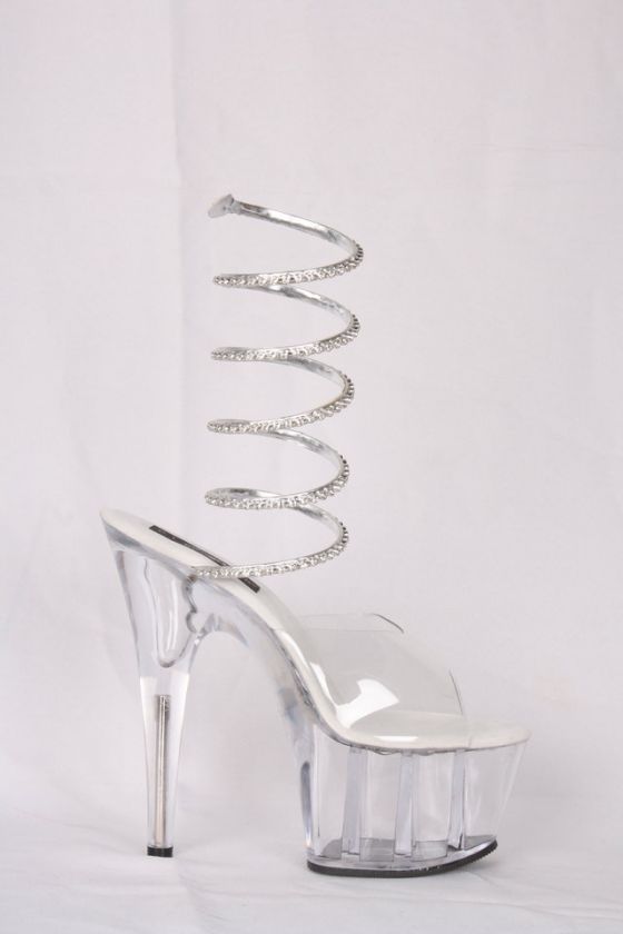 PLEASER ADORE 791 *7 Stiletto Heel Spiral Ankle Wrap Platform Sandals 