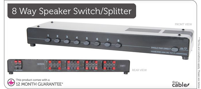 Input to 8 Output Stereo Speaker Splitter Box