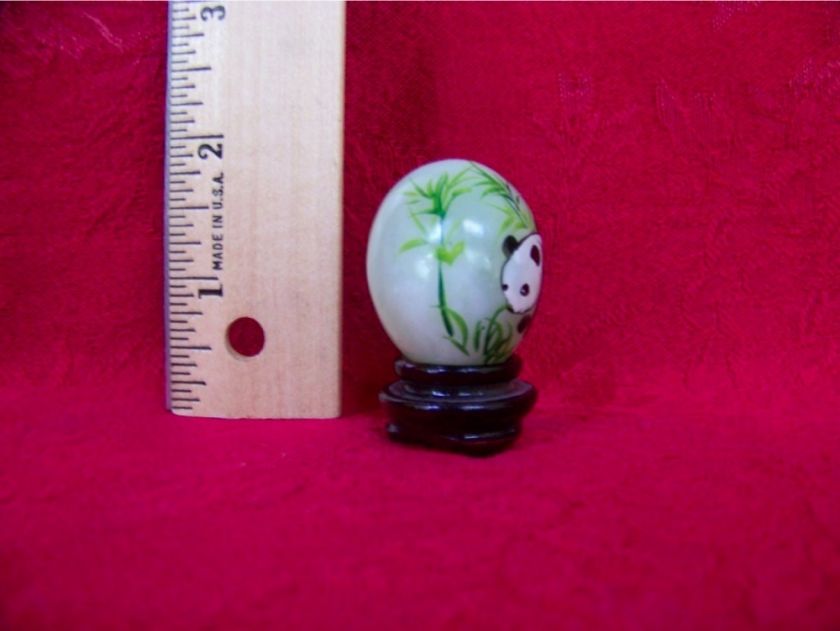 Jade Hand Painted Panda Egg  & Stand Made in China  