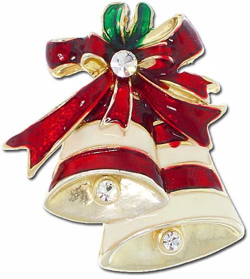 NEW CHRISTMAS BELLS Rhinestone Brooch Pin   