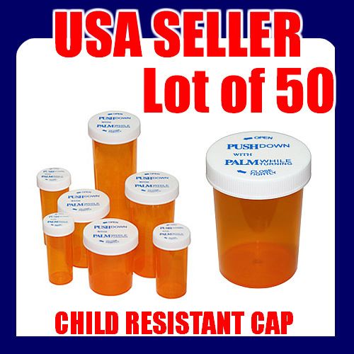 50 x New Empty RX Prescription Pill Bottle for storage USA Wholesale 