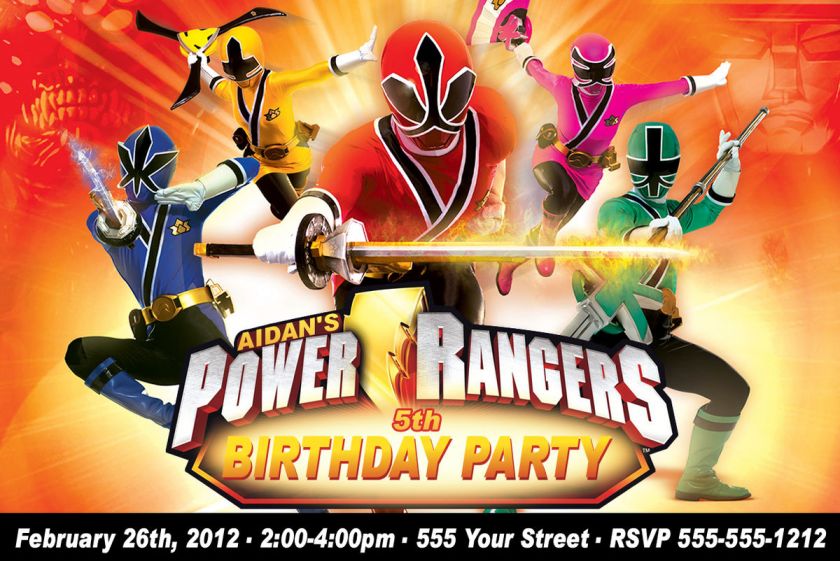 Custom Power Rangers Birthday 4X6 Invitations U PRINT  