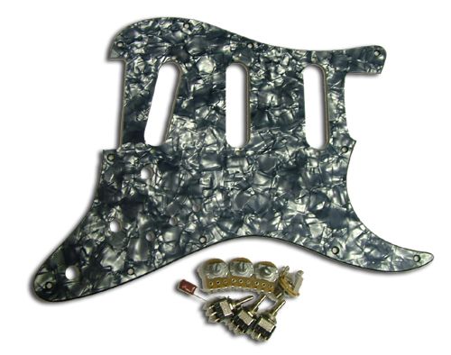 Super Strat Pickguard and Wiring Kit, 3s Black Pearl  