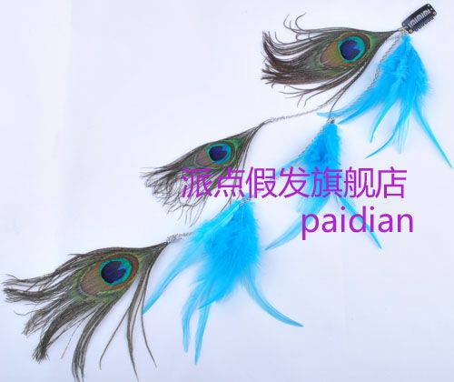 Blue Feather Synthetic Hair Extensions Decoration Used As Headband 