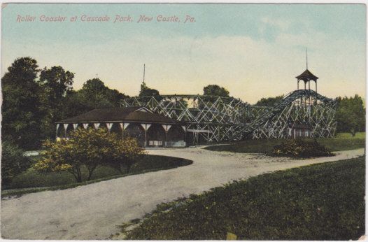 OLD 1911 PC VIEW ROLLER COASTER CASCADE PARK NEW CASTLE PA  