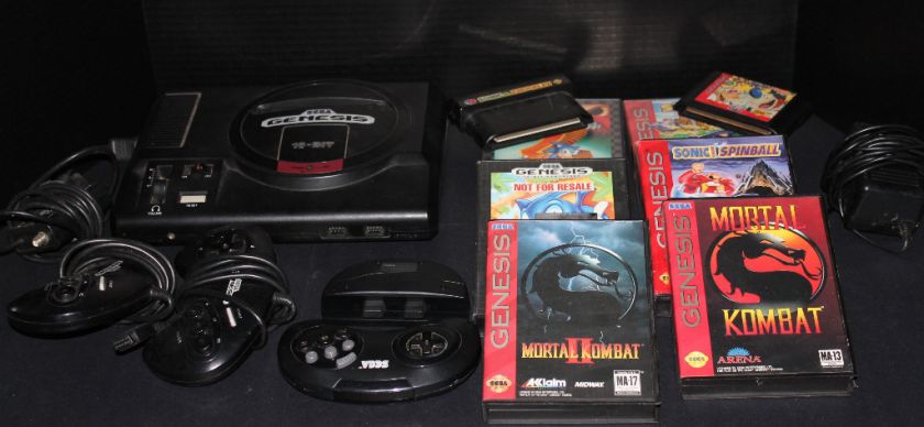 Sega Genesis 16 bit Gaming System Console Sonic Mortal Combat  