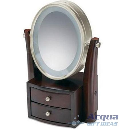 Make Up Mirror w/ Jewelry Drawers in Mahogany Color NIB  