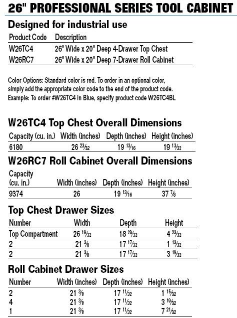 Williams Tool box   26 Professional Tool Cabinet  