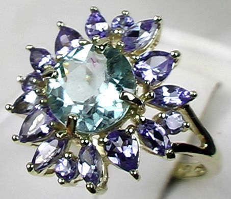 CERTIFIED BLUE PARAIBA TOURMALINE TANZANITE RING 14K GOLD  